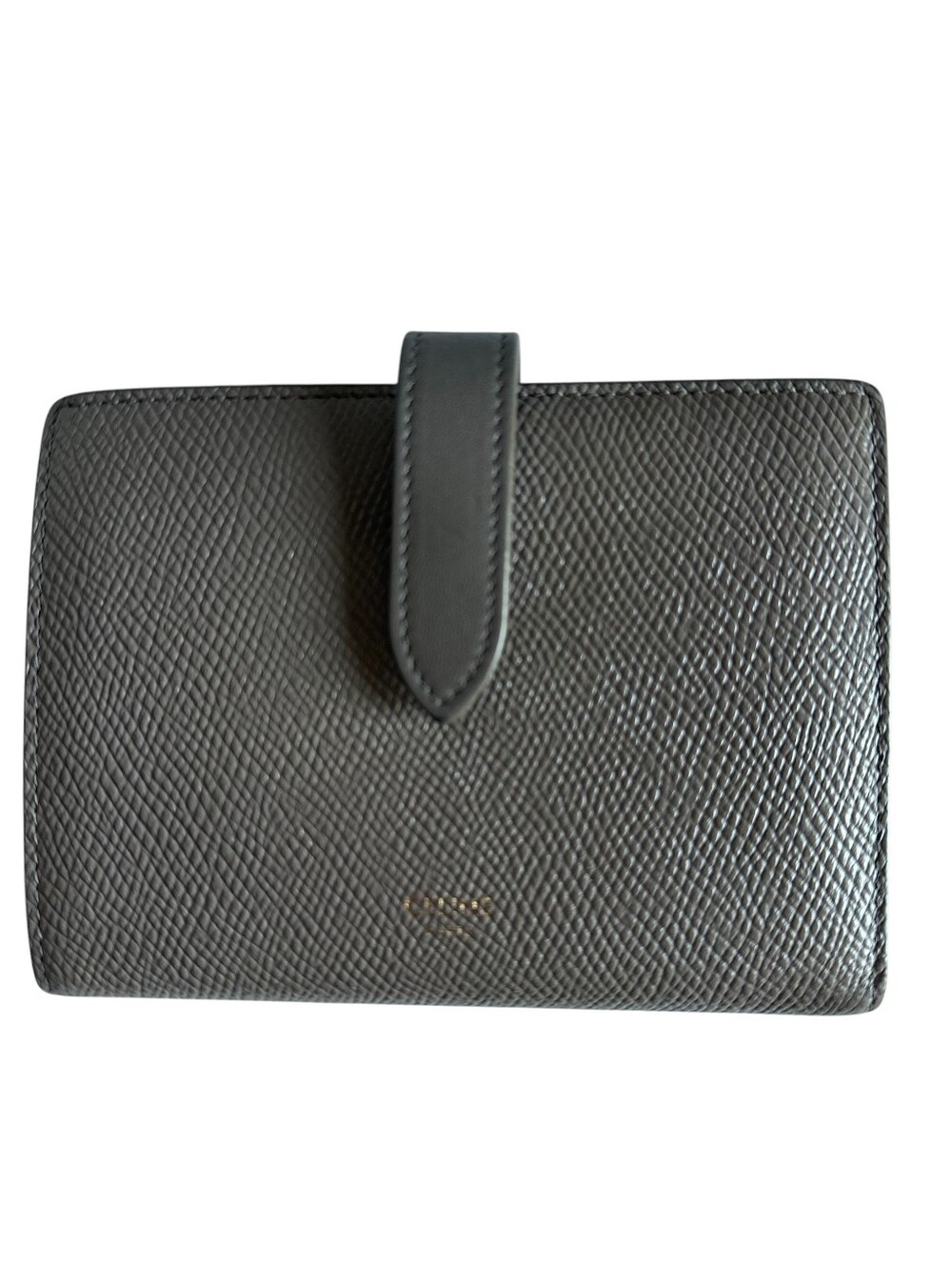 Celine Medium Strap Wallet Pebble Grained Calfskin Leather Wallet  Box Dust Bag - Picture 2 of 13